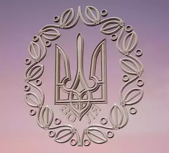 COAT OF ARMS OF UKRAINE Low-poly 3D model