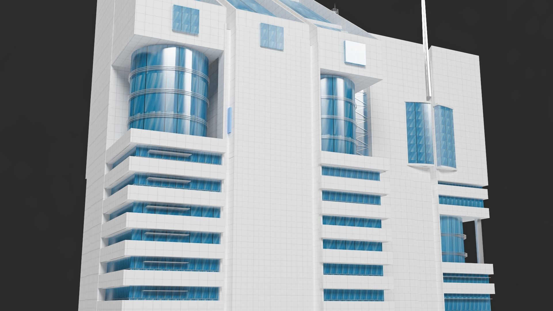 Office Tower Building 3D model_9