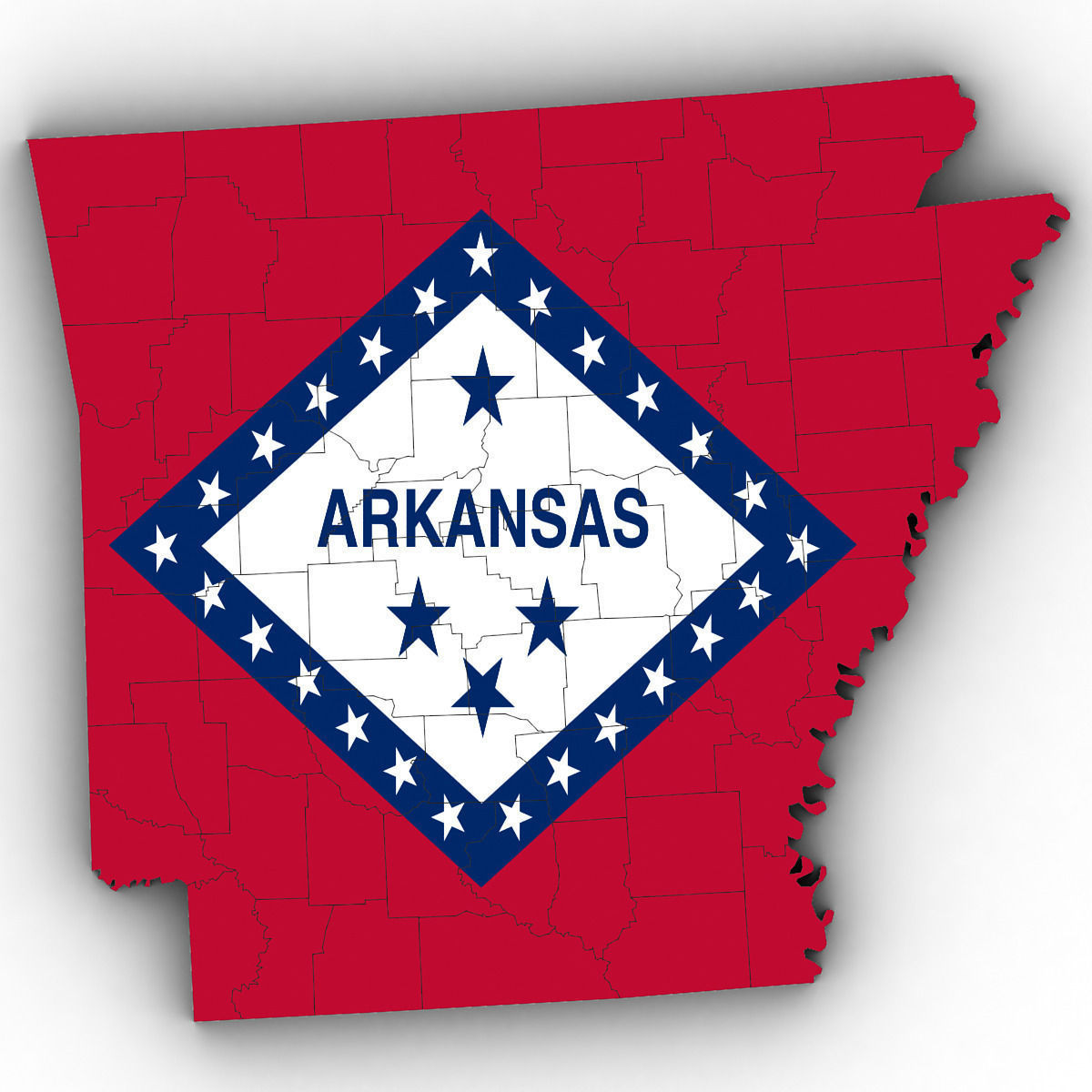 Arkansas Political Map 3D Model CGTrader Arkansas Political Map 3d Model Max Obj 3ds Mtl Tga