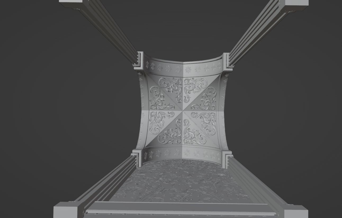 Baroque Palace Wall Piece 3D model_4