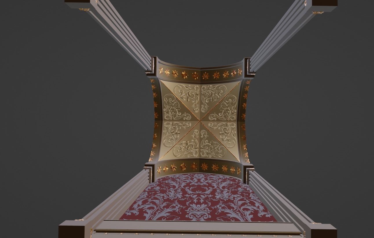 Baroque Palace Wall Piece 3D model_5