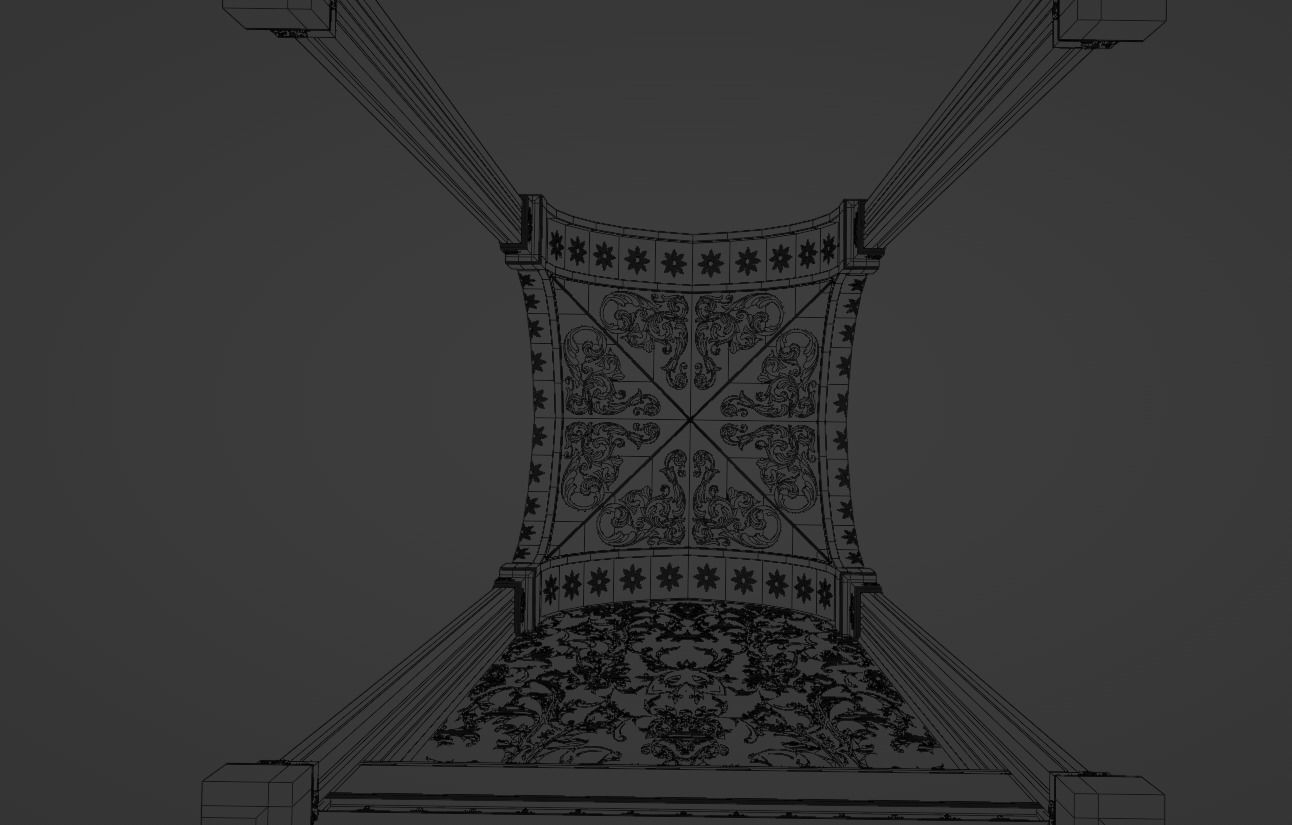 Baroque Palace Wall Piece 3D model_3