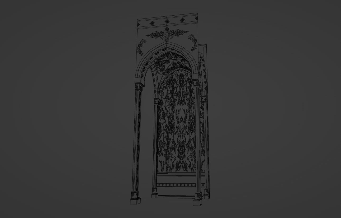 Baroque Palace Wall Piece 3D model_1