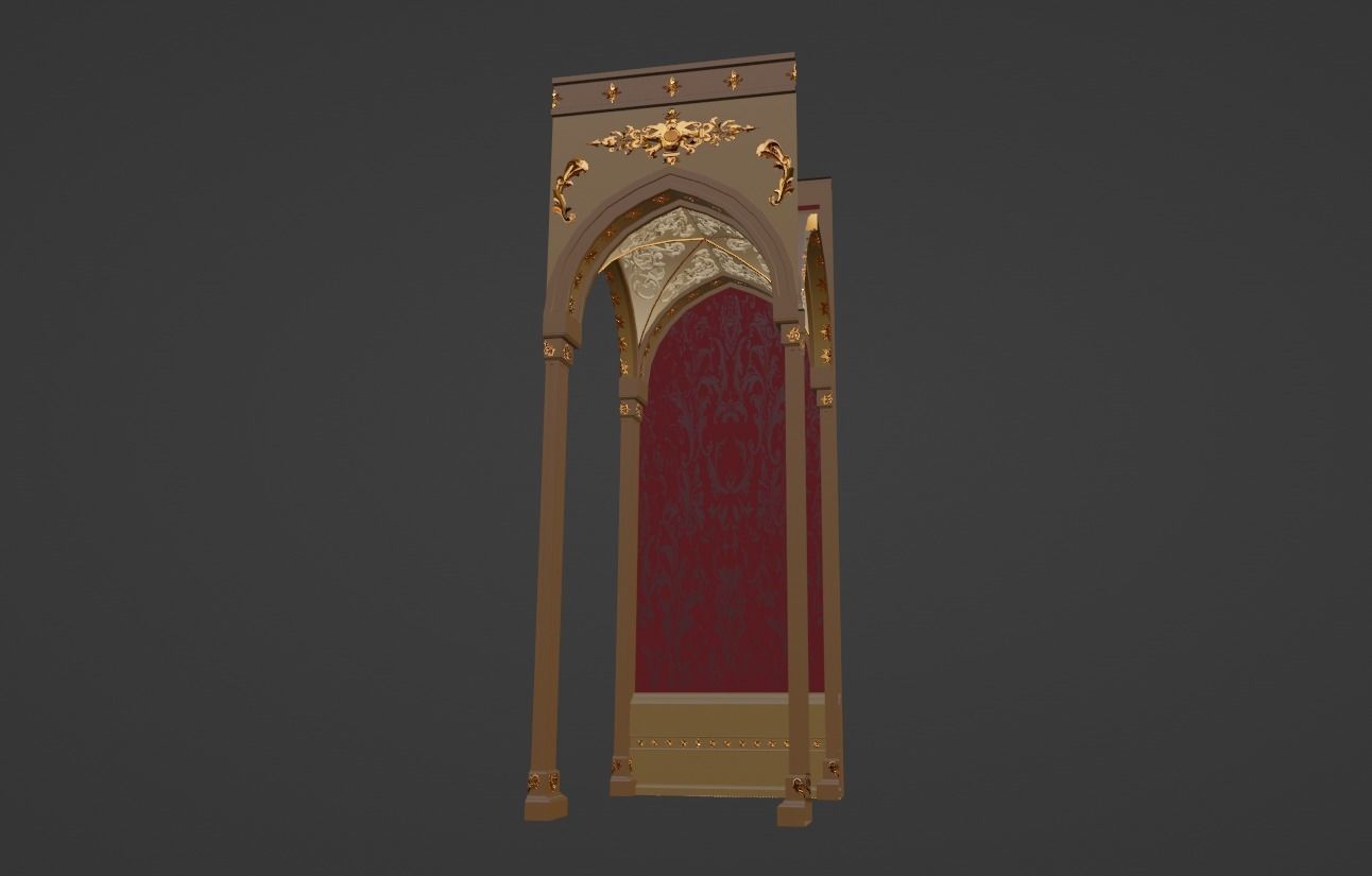 Baroque Palace Wall Piece 3D model_2