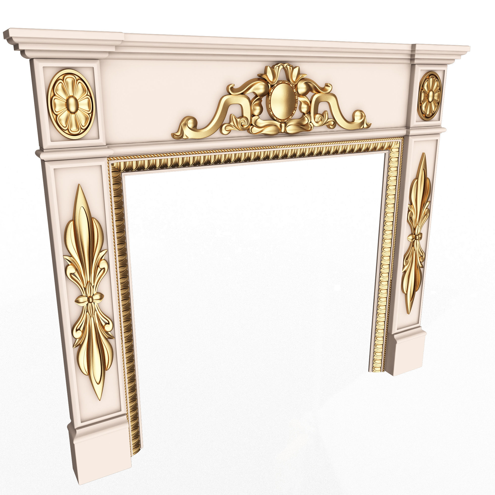 Classic Fireplace 07 Low-poly 3D model_1