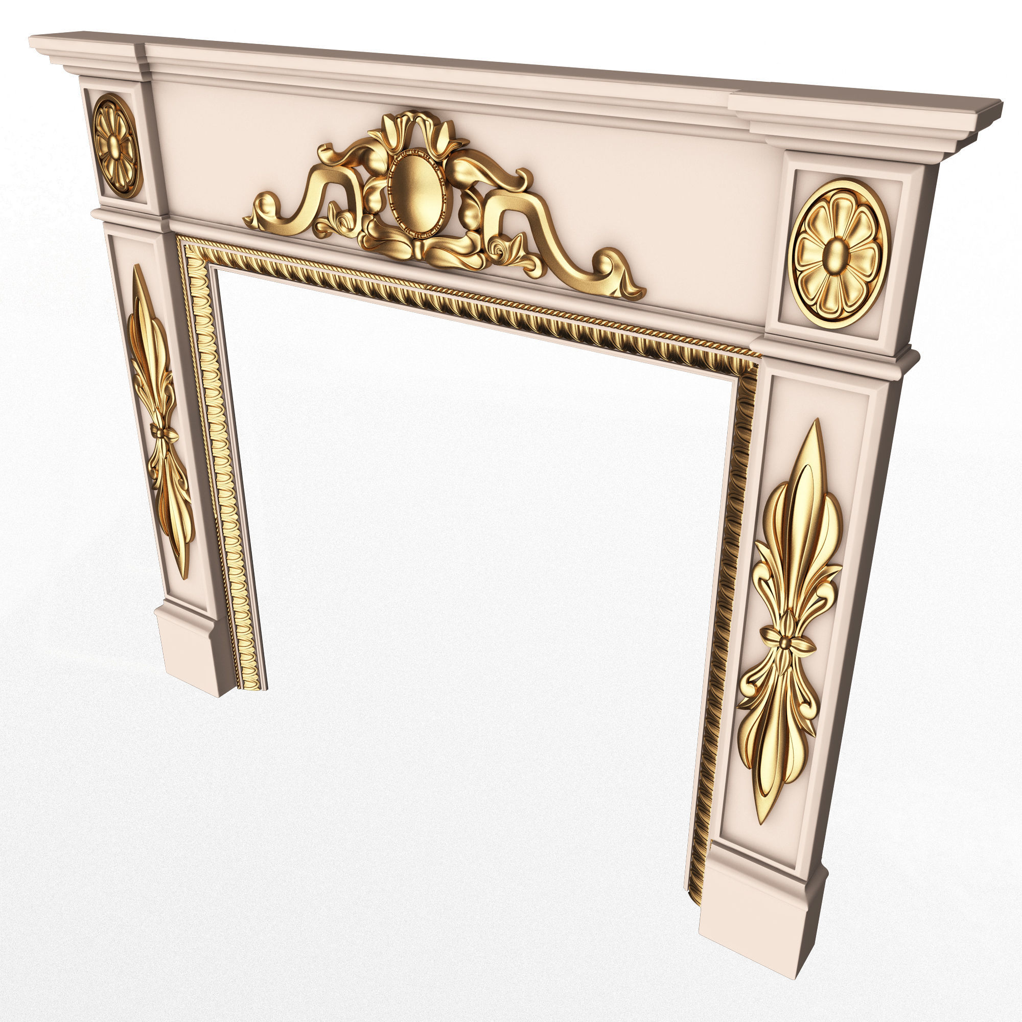 Classic Fireplace 07 Low-poly 3D model_2