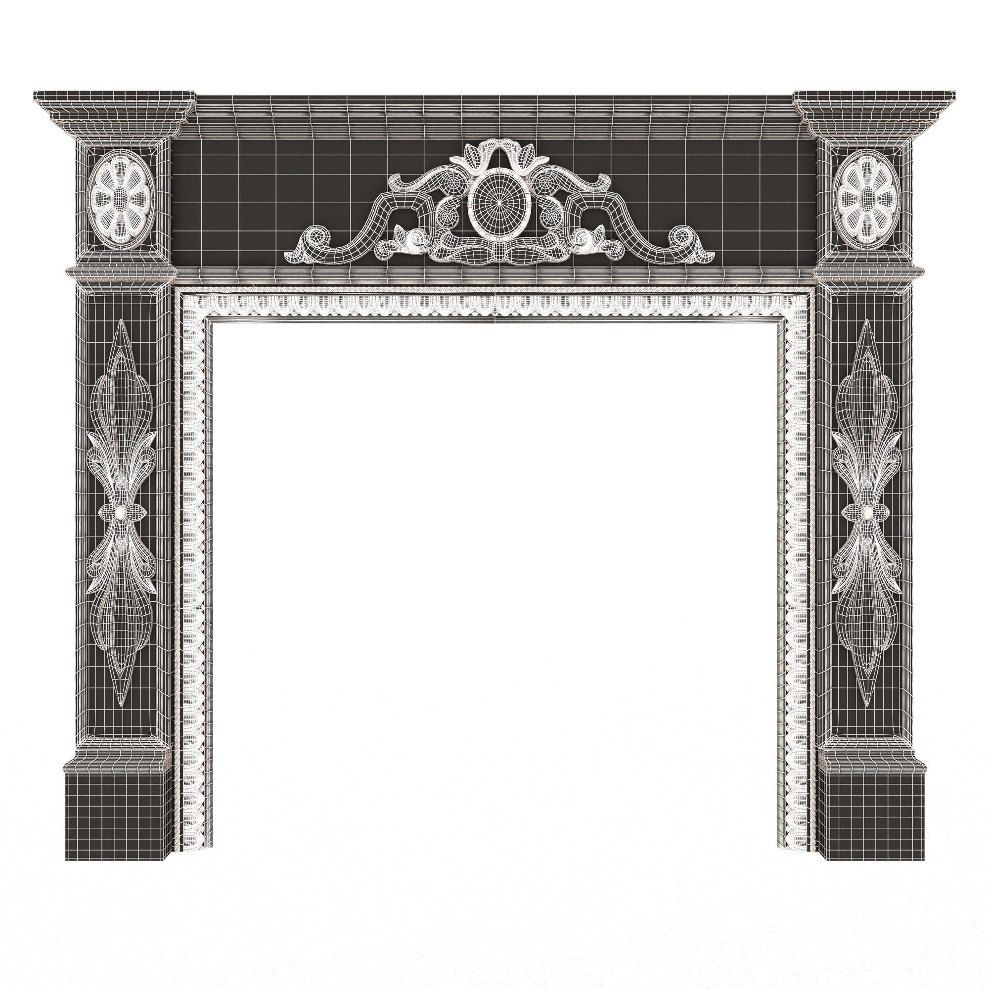 Classic Fireplace 07 Low-poly 3D model_13