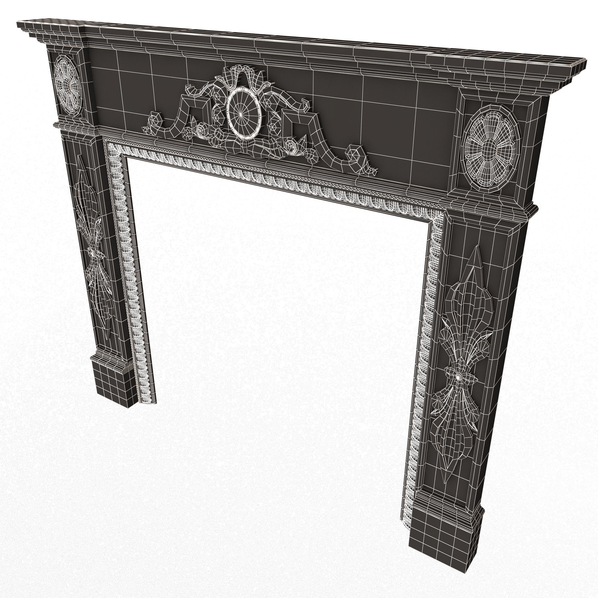 Classic Fireplace 07 Low-poly 3D model_9