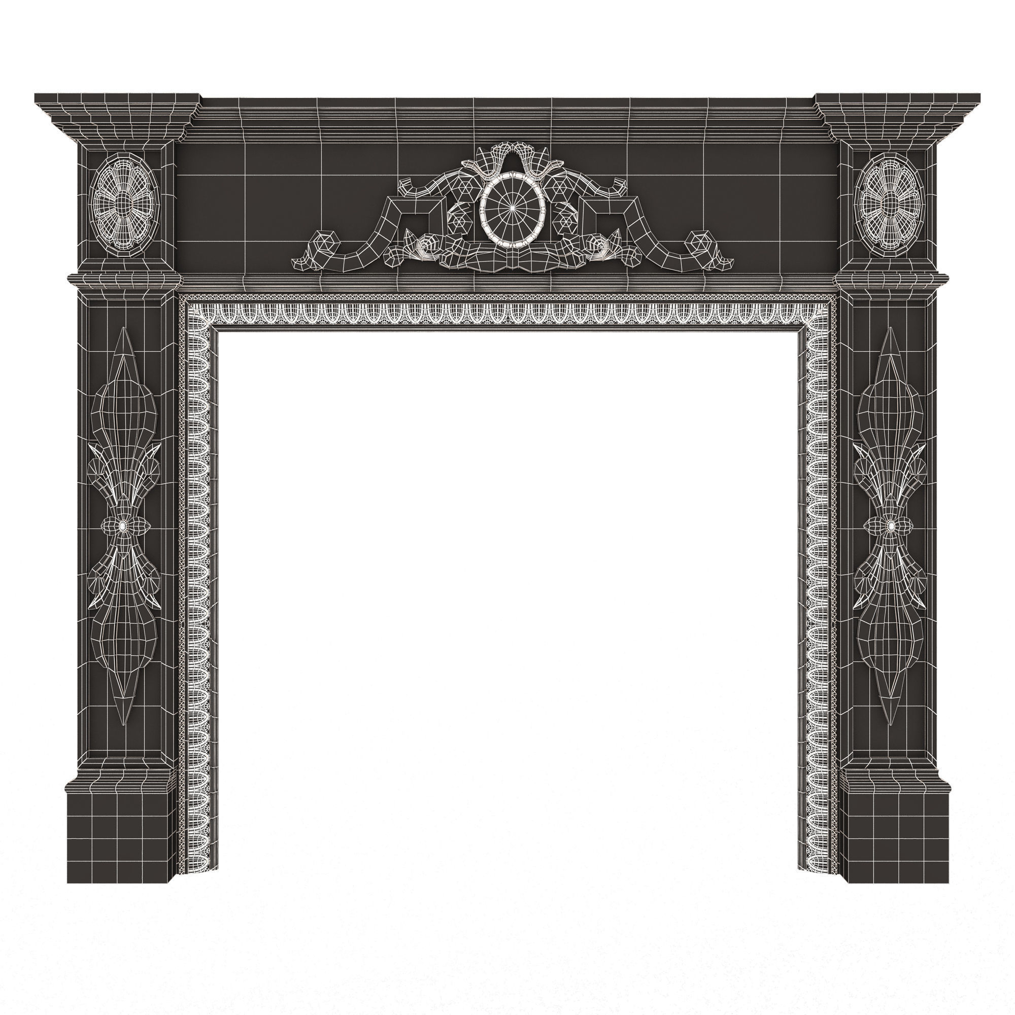 Classic Fireplace 07 Low-poly 3D model_7
