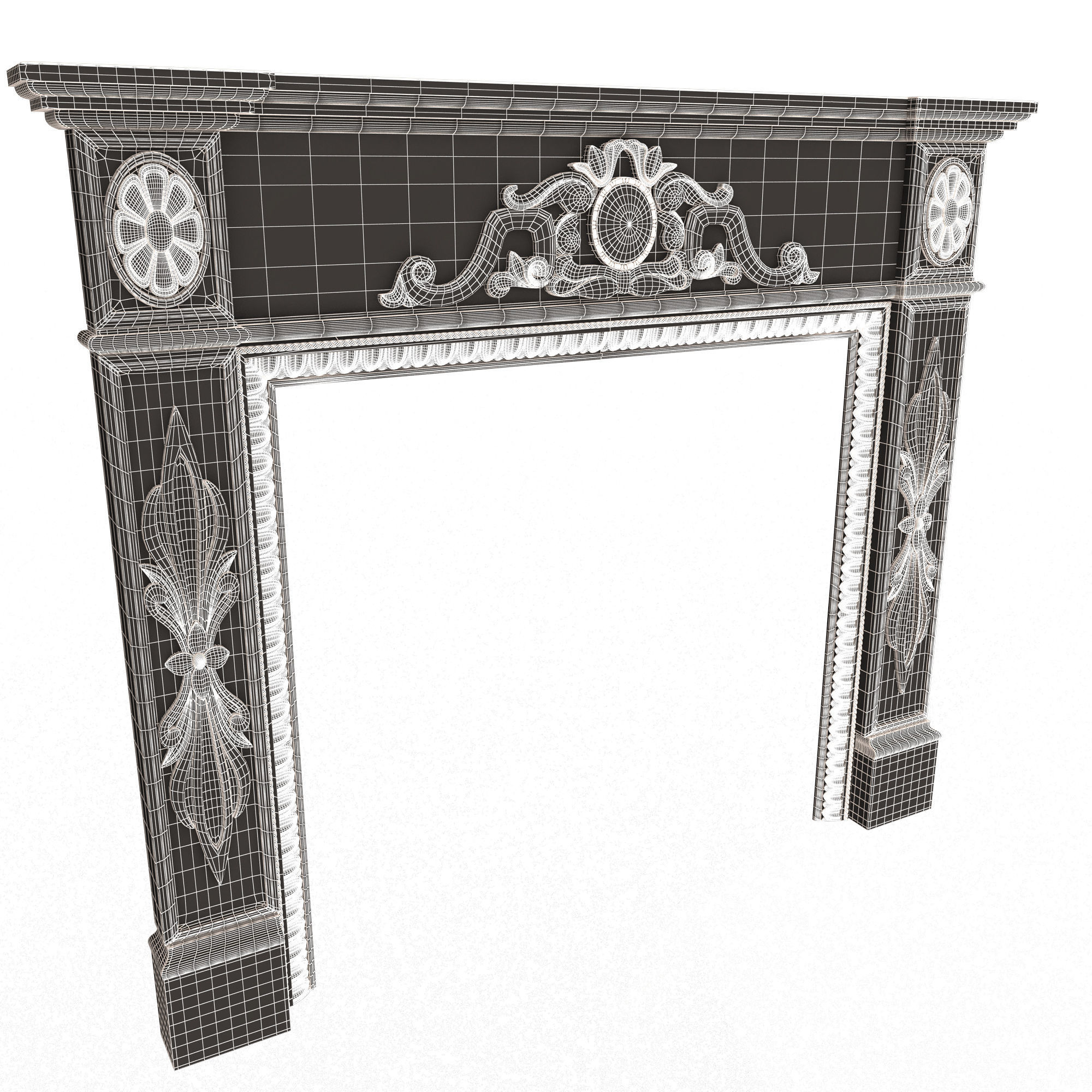 Classic Fireplace 07 Low-poly 3D model_14