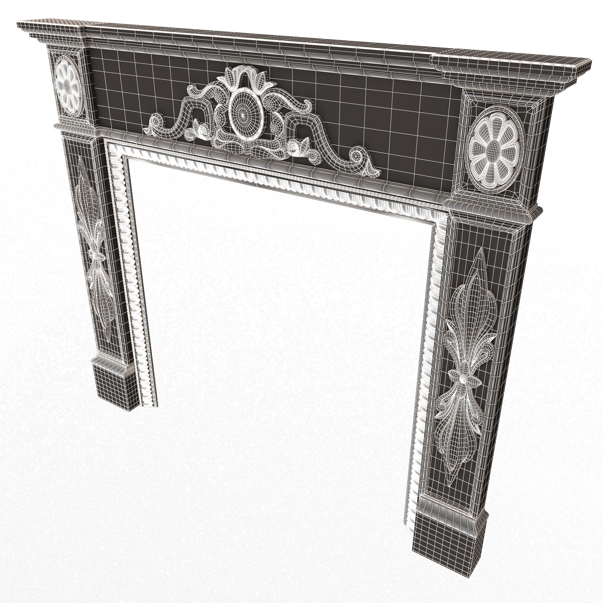 Classic Fireplace 07 Low-poly 3D model_15