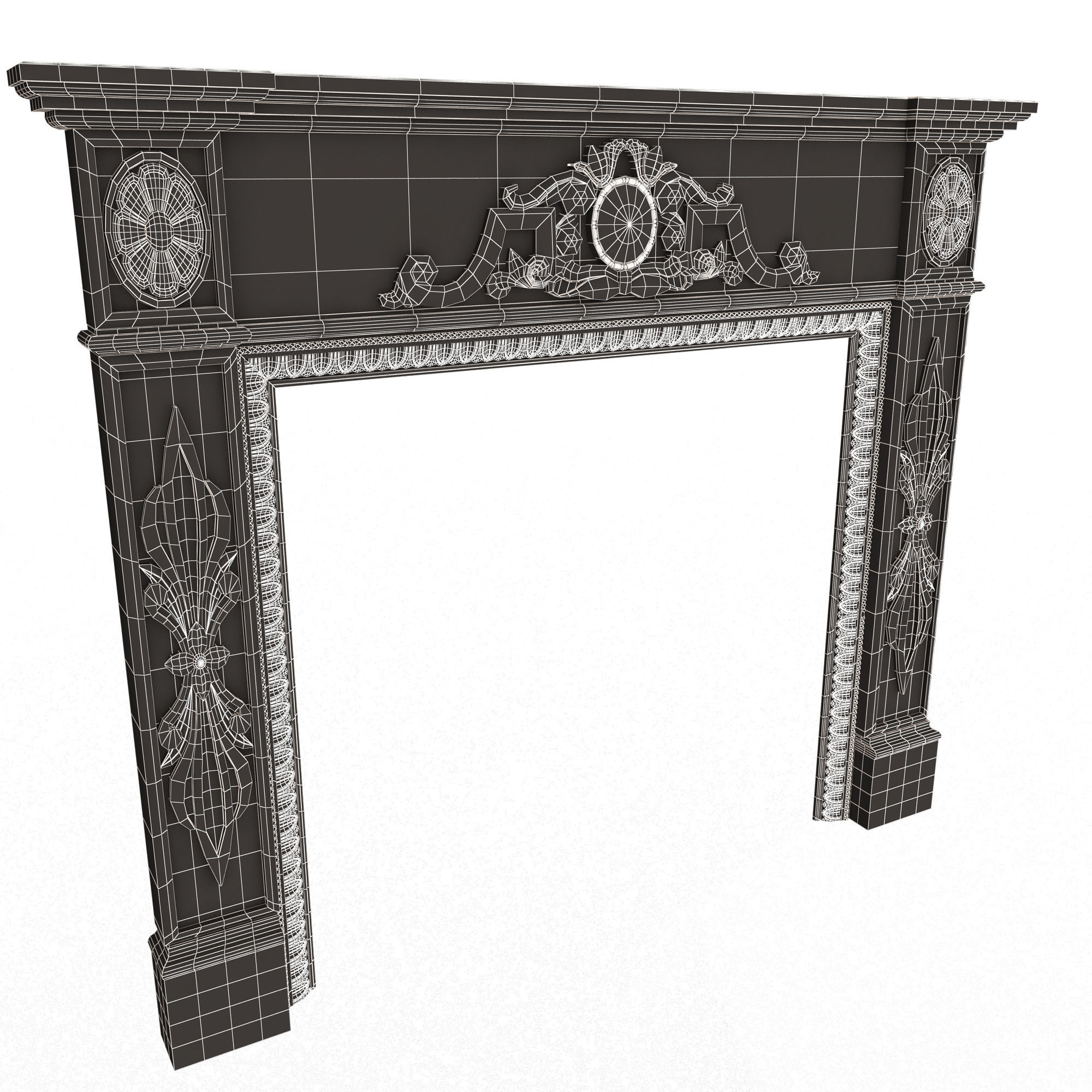 Classic Fireplace 07 Low-poly 3D model_8