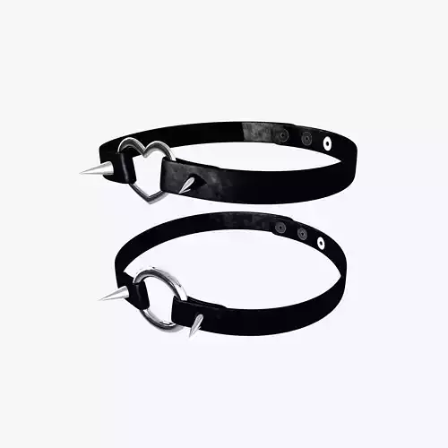 Leather Chokers x2 Low-poly 3D model
