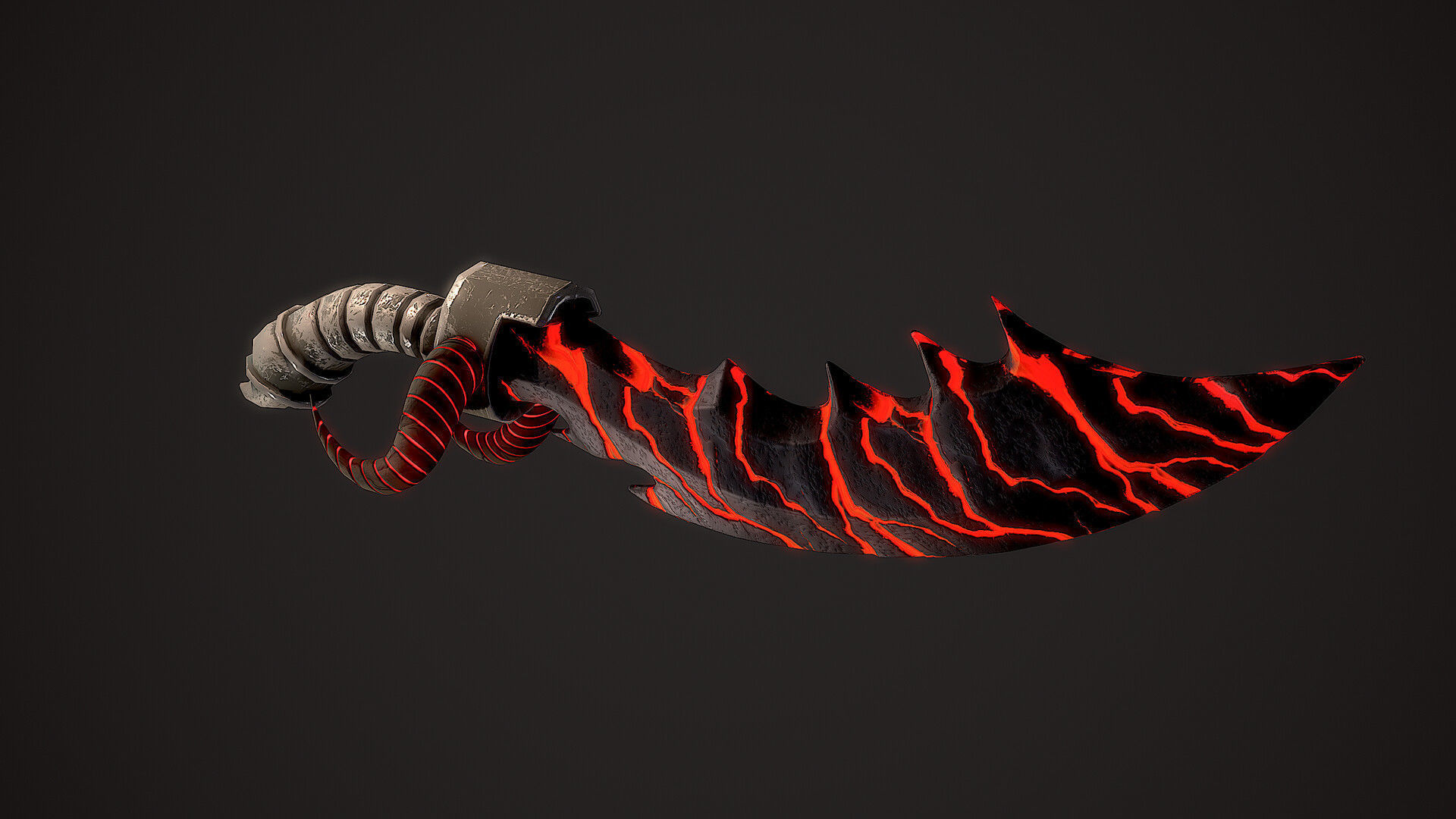 Stylized Curved Sword Low-poly 3D model_4