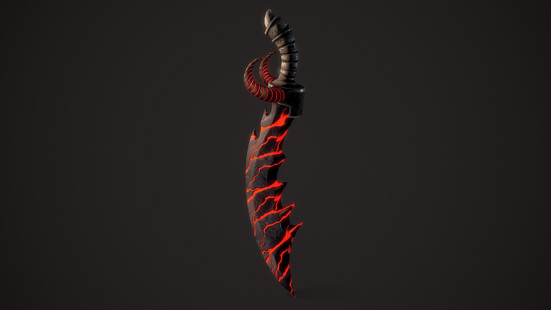 Stylized Curved Sword Low-poly 3D model_3