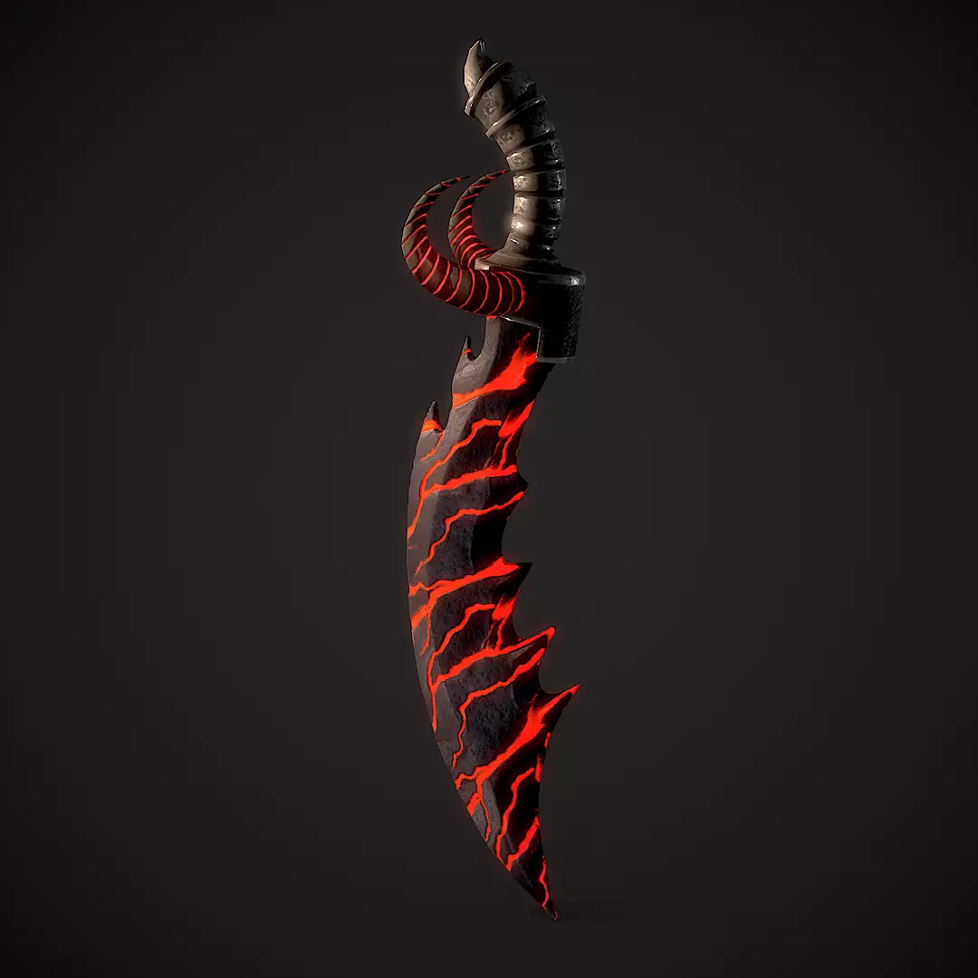 Stylized Curved Sword Low-poly 3D model_0