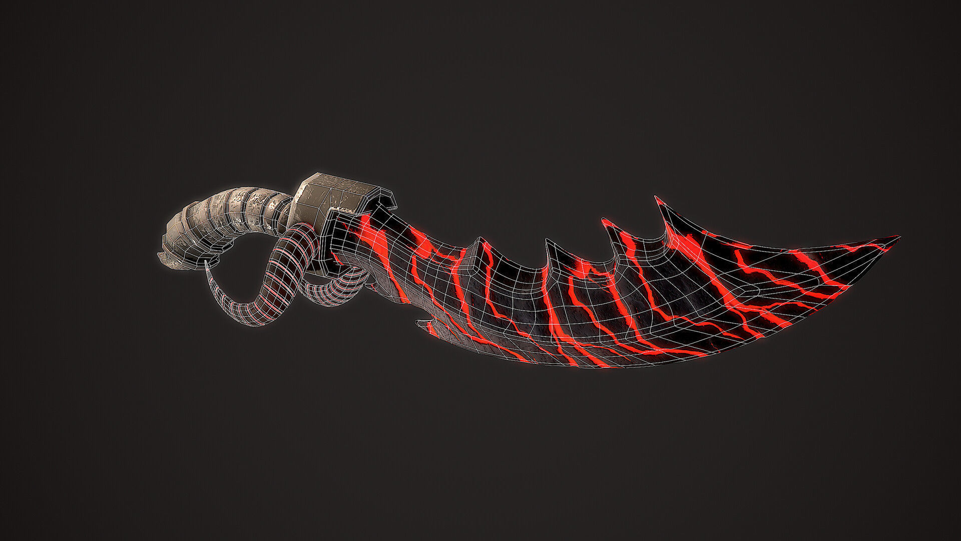 Stylized Curved Sword Low-poly 3D model_5