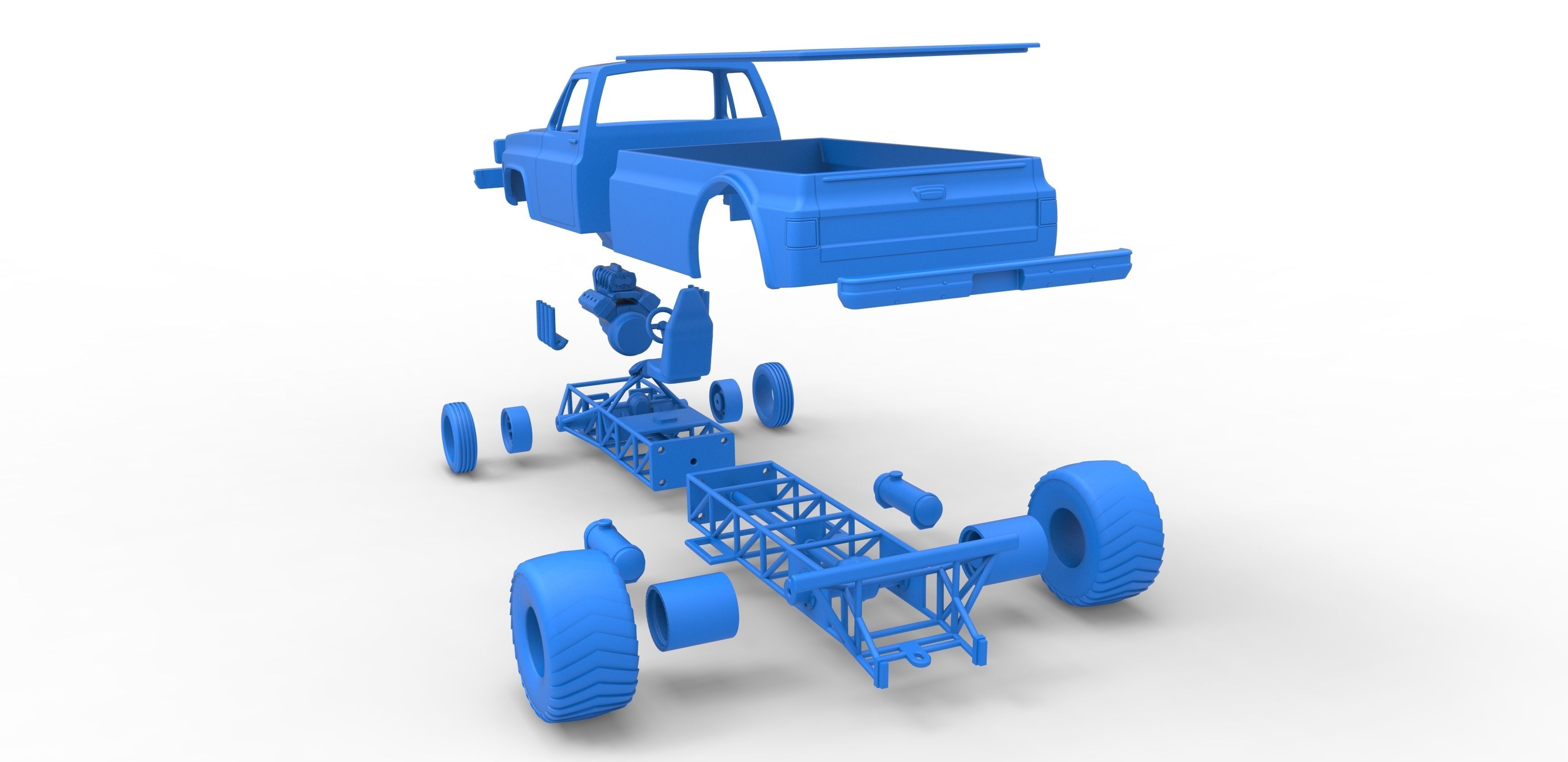 Pulling truck 2wd Scale 1 to 25 3D print model_36