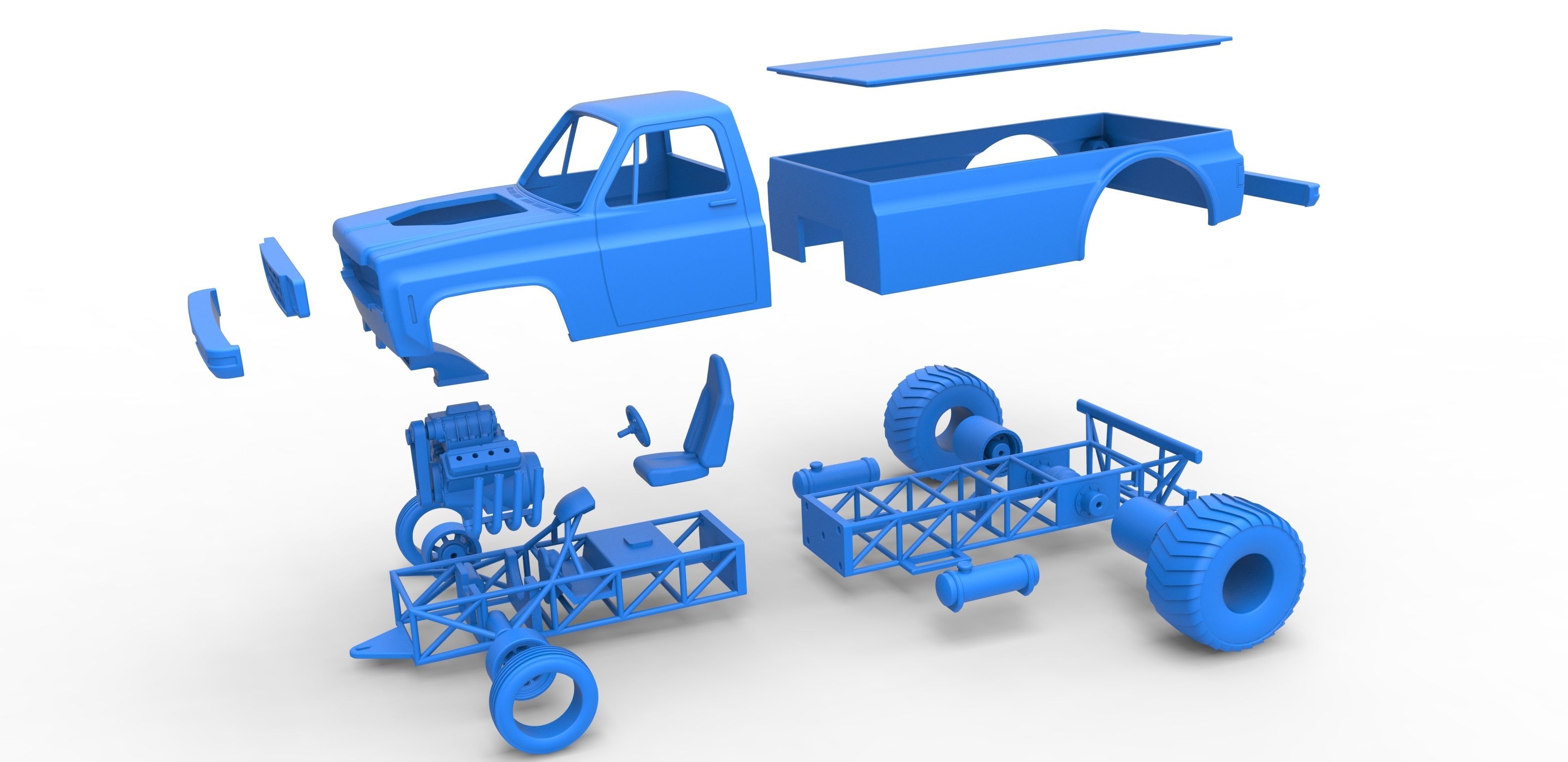 Pulling truck 2wd Scale 1 to 25 3D print model_30