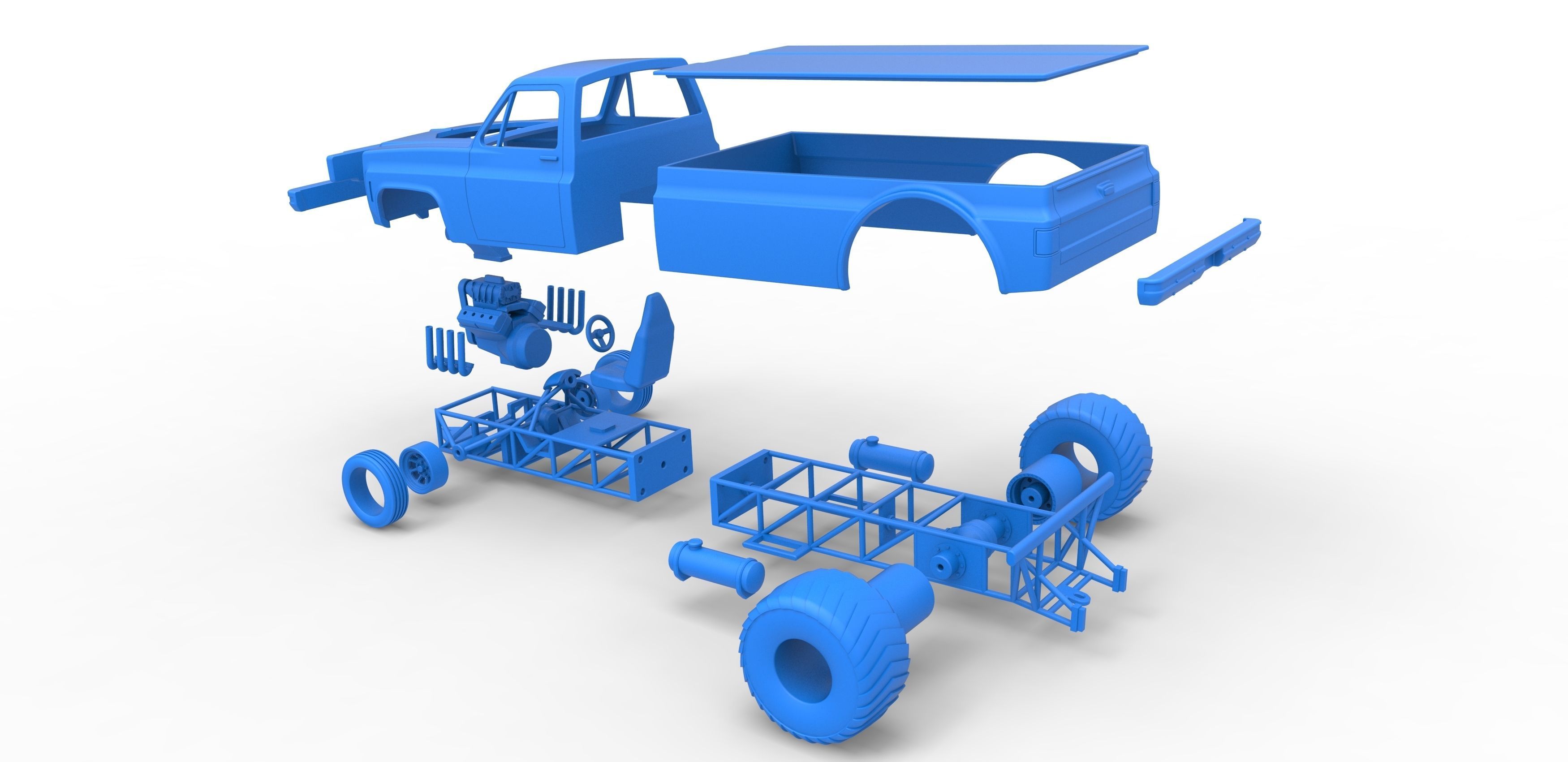 Pulling truck 2wd Scale 1 to 25 3D print model_35