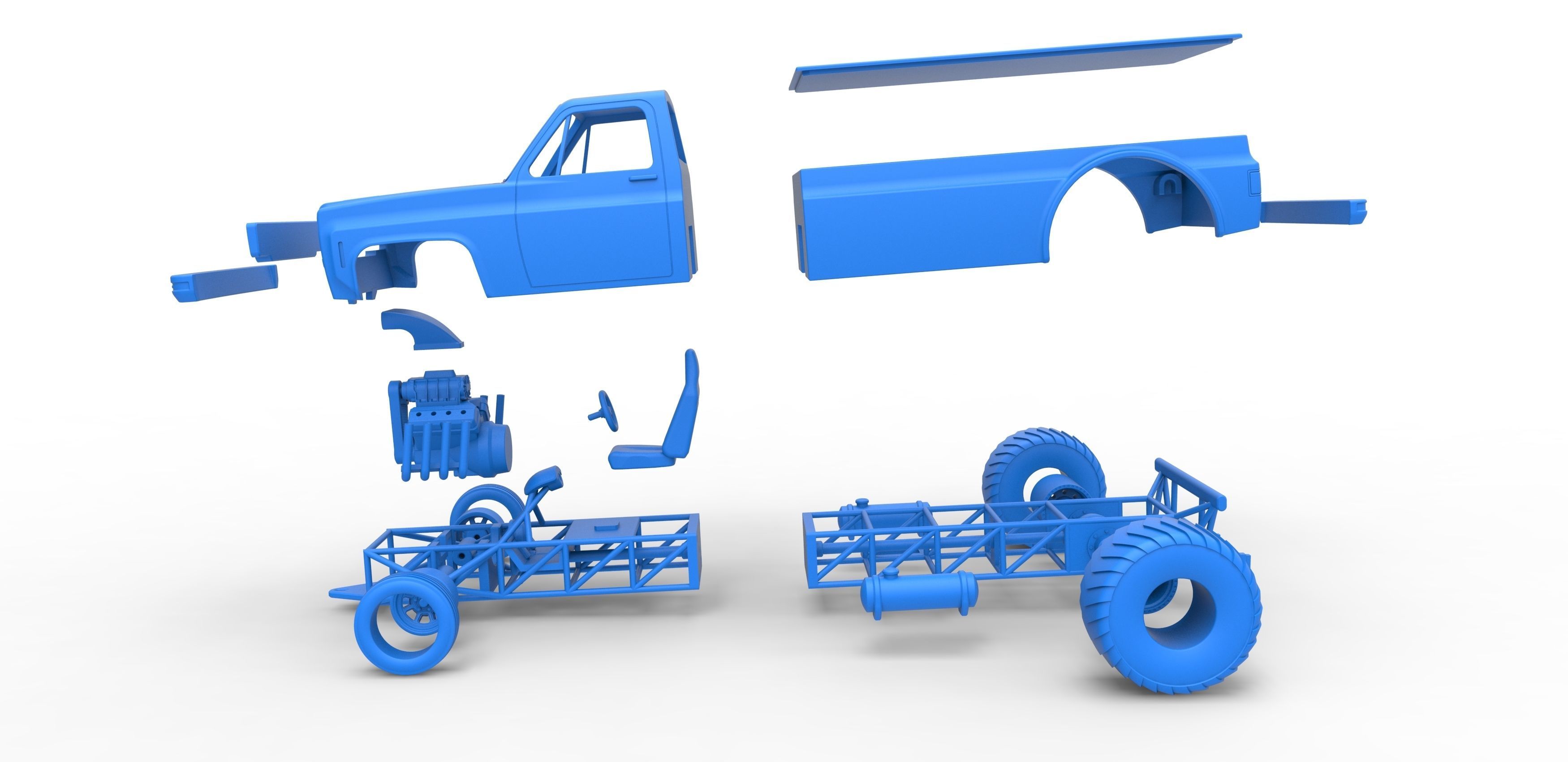Pulling truck 2wd Scale 1 to 25 3D print model_33