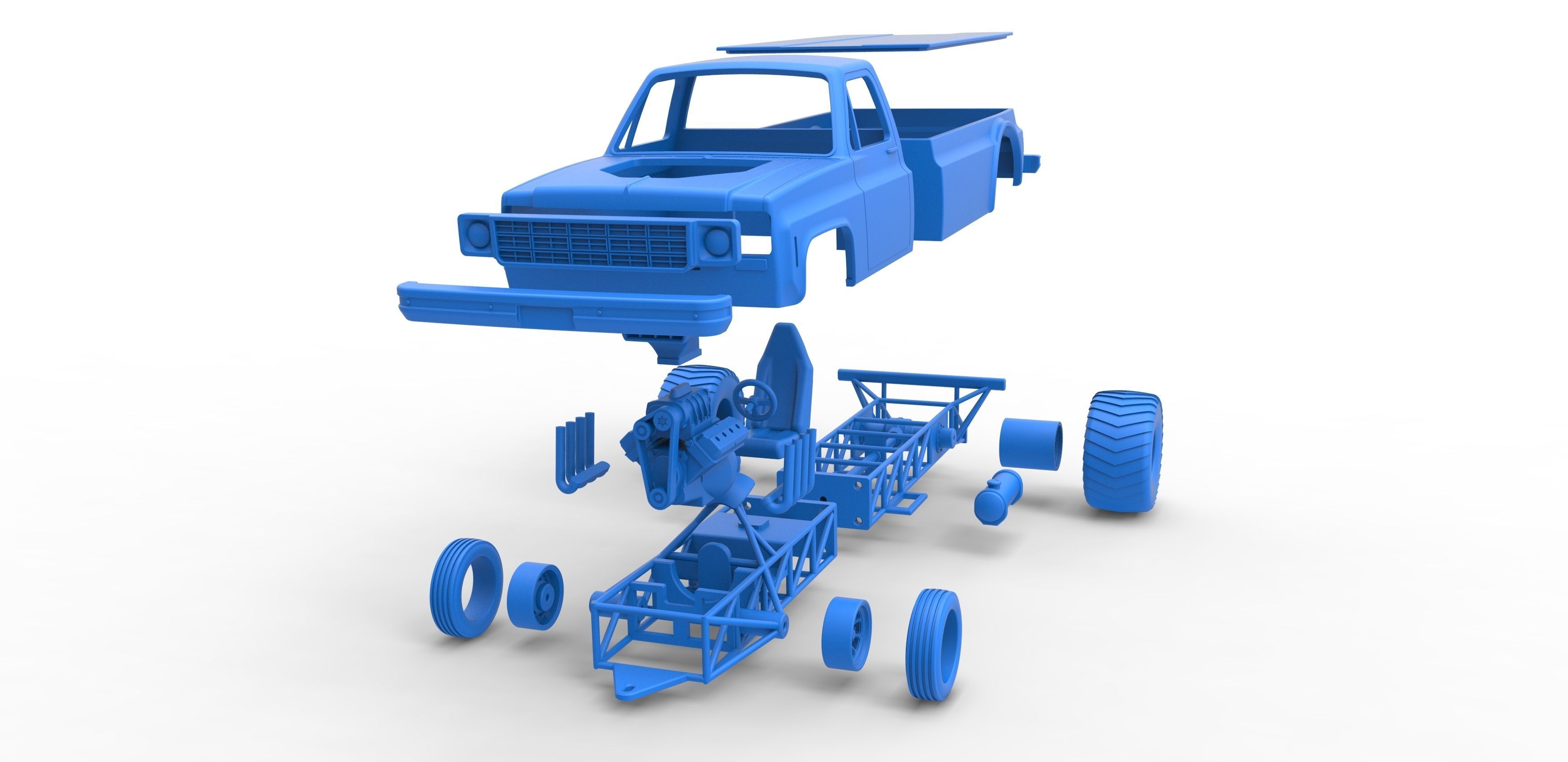 Pulling truck 2wd Scale 1 to 25 3D print model_32