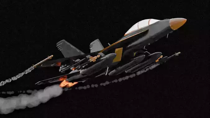 f18 black and gold rigged with procedural textures