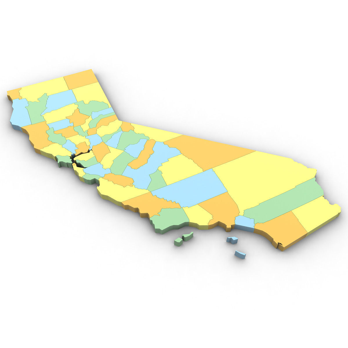 California Political Map 3D model_3
