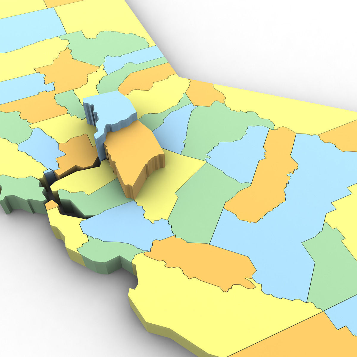 California Political Map 3D model_5
