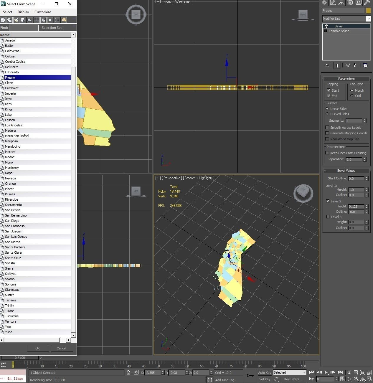 California Political Map 3D model_8
