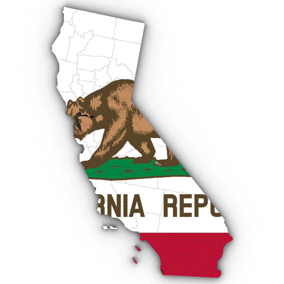 California Political Map 3D model_6