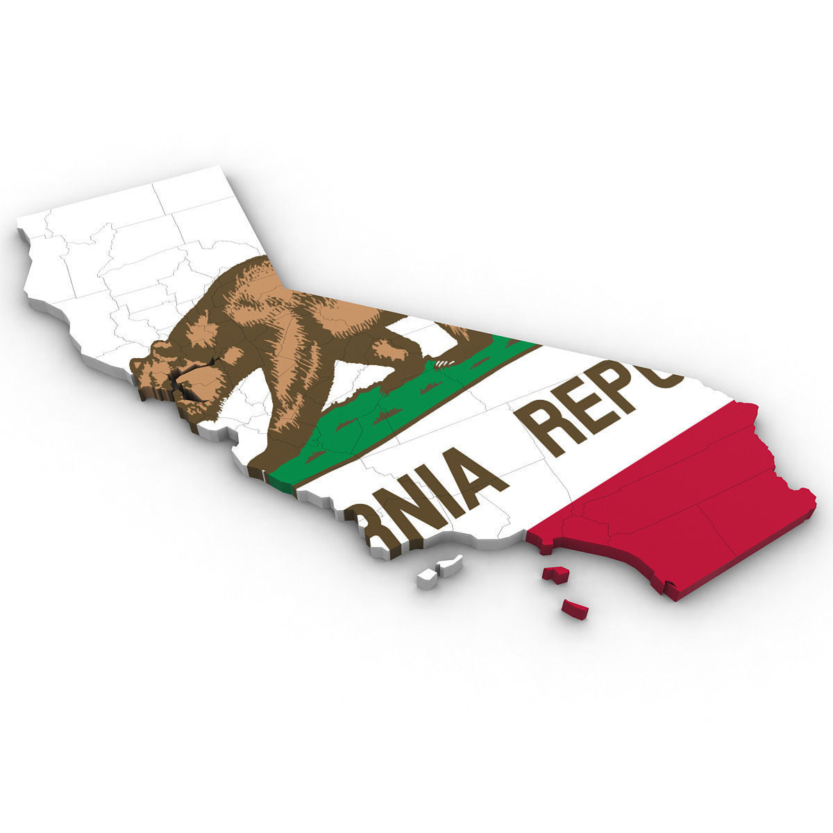 California Political Map 3D model_2