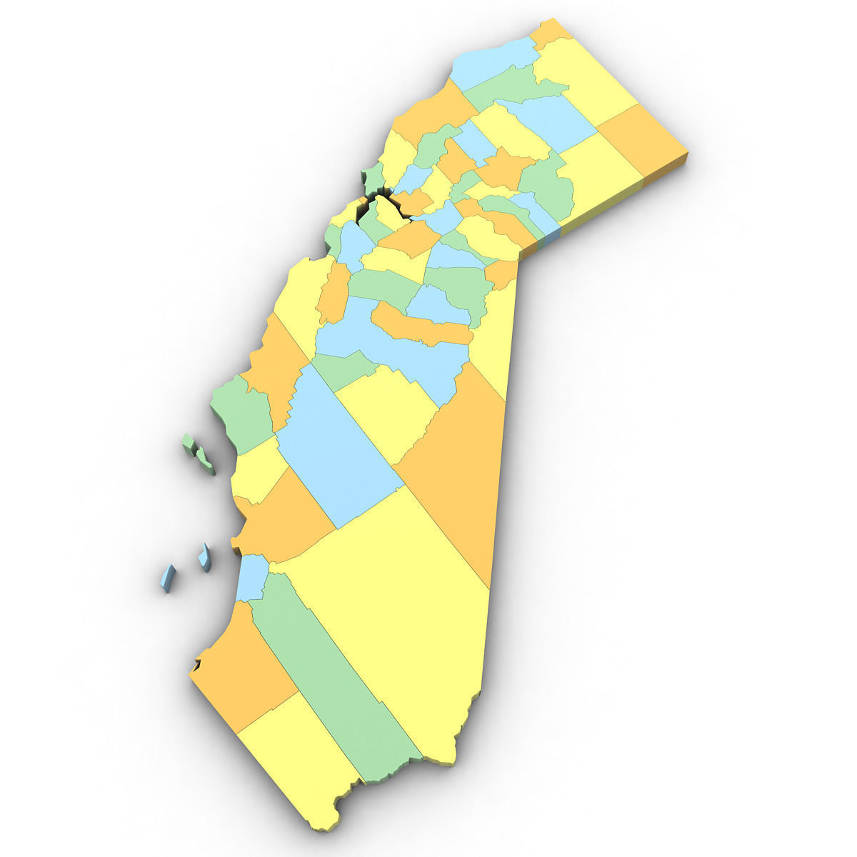 California Political Map 3D model_1