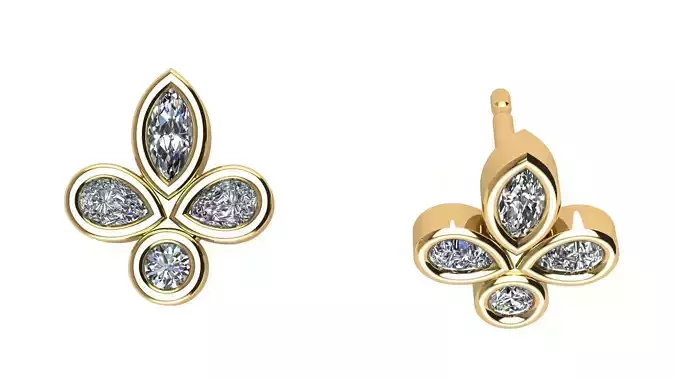 Fleur de Lis Diamond Earring