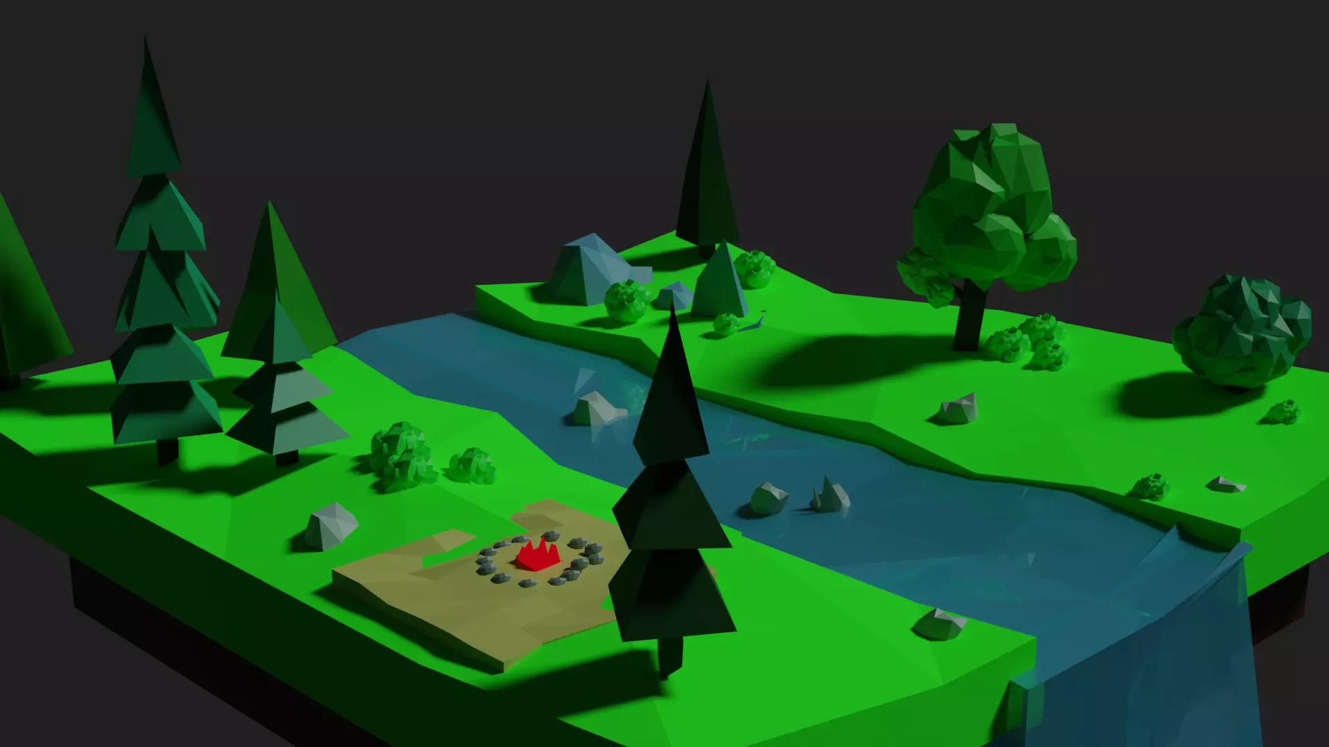 Low Poly small garden  Low-poly 3D model_0
