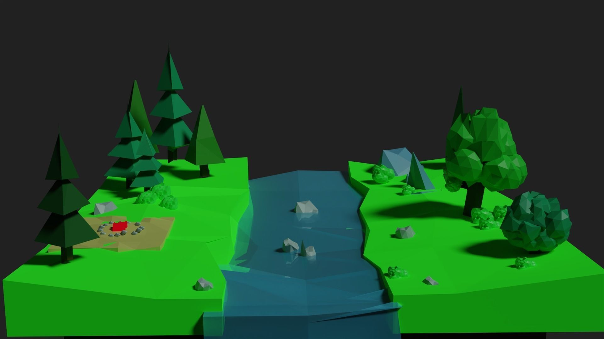 Low Poly small garden  Low-poly 3D model_2