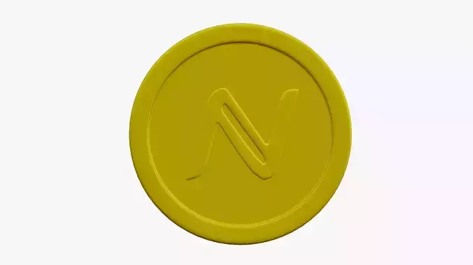 Namecoin coin with letter n Low-poly 3D model