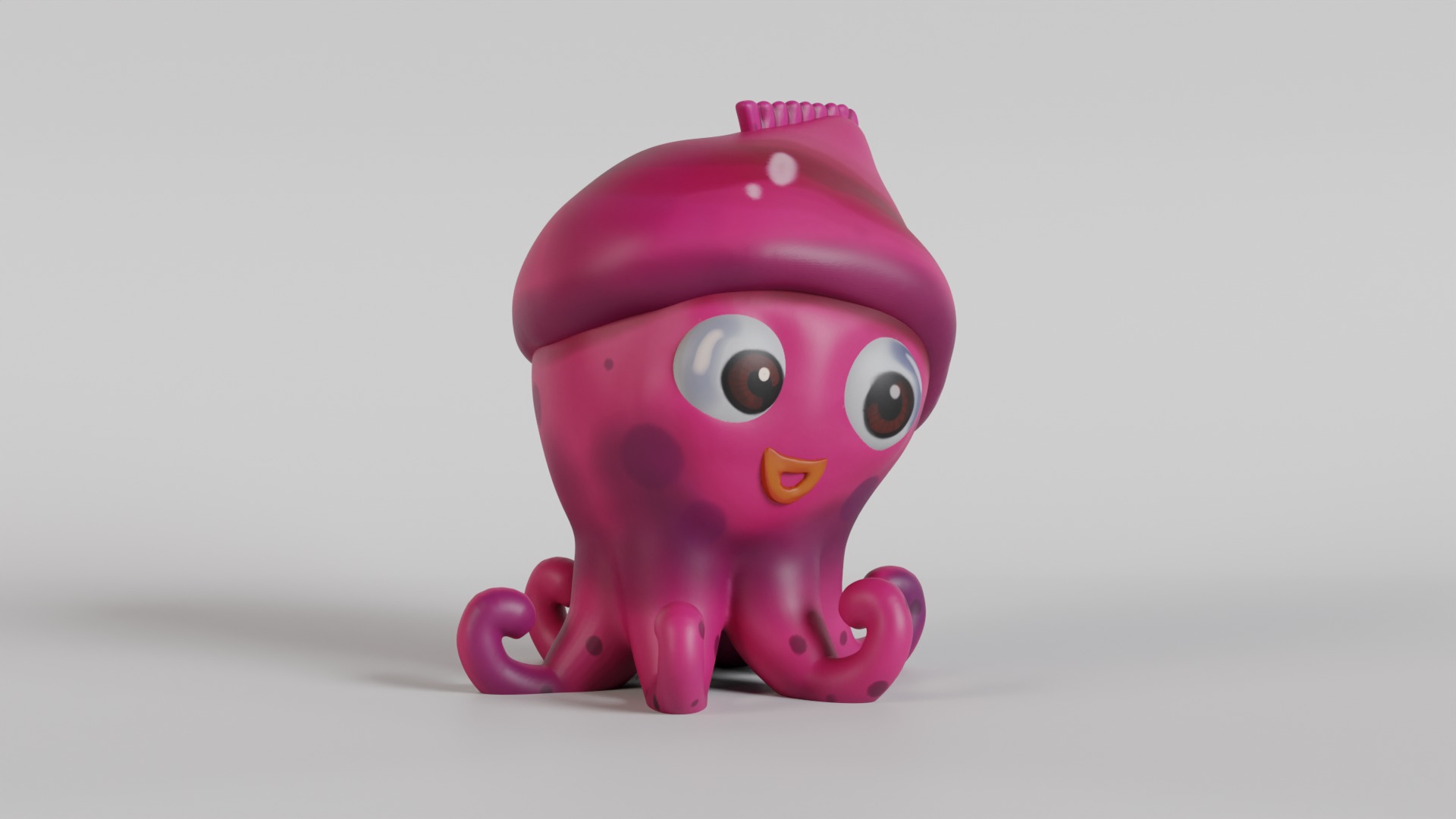 Adorable Cartoon Style Squid Character 3D print model_4