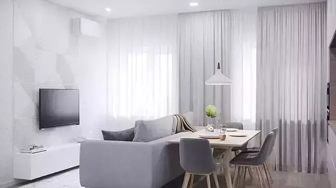 Light Pastel Wood Apartment 2019 3D Scene 3D model