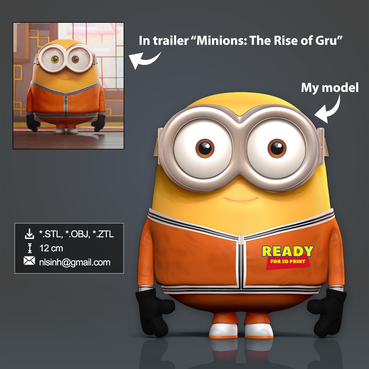 Bob the Minion 3D print model_3