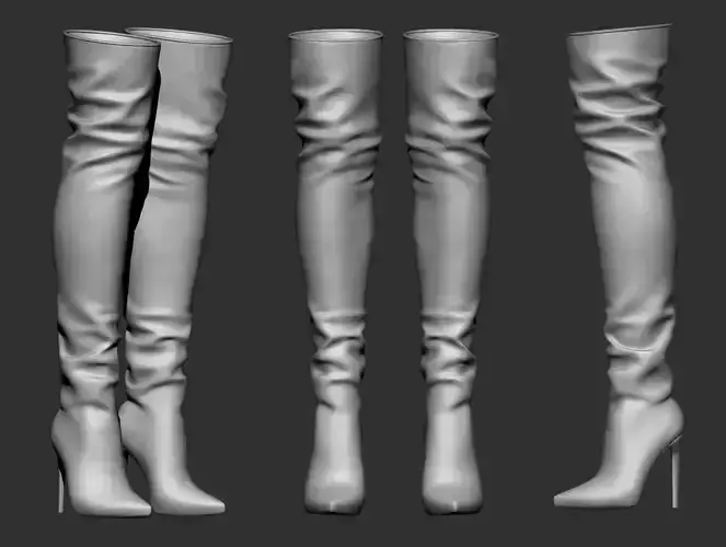 Woman sexy high heel boots highpoly mesh 3D print model