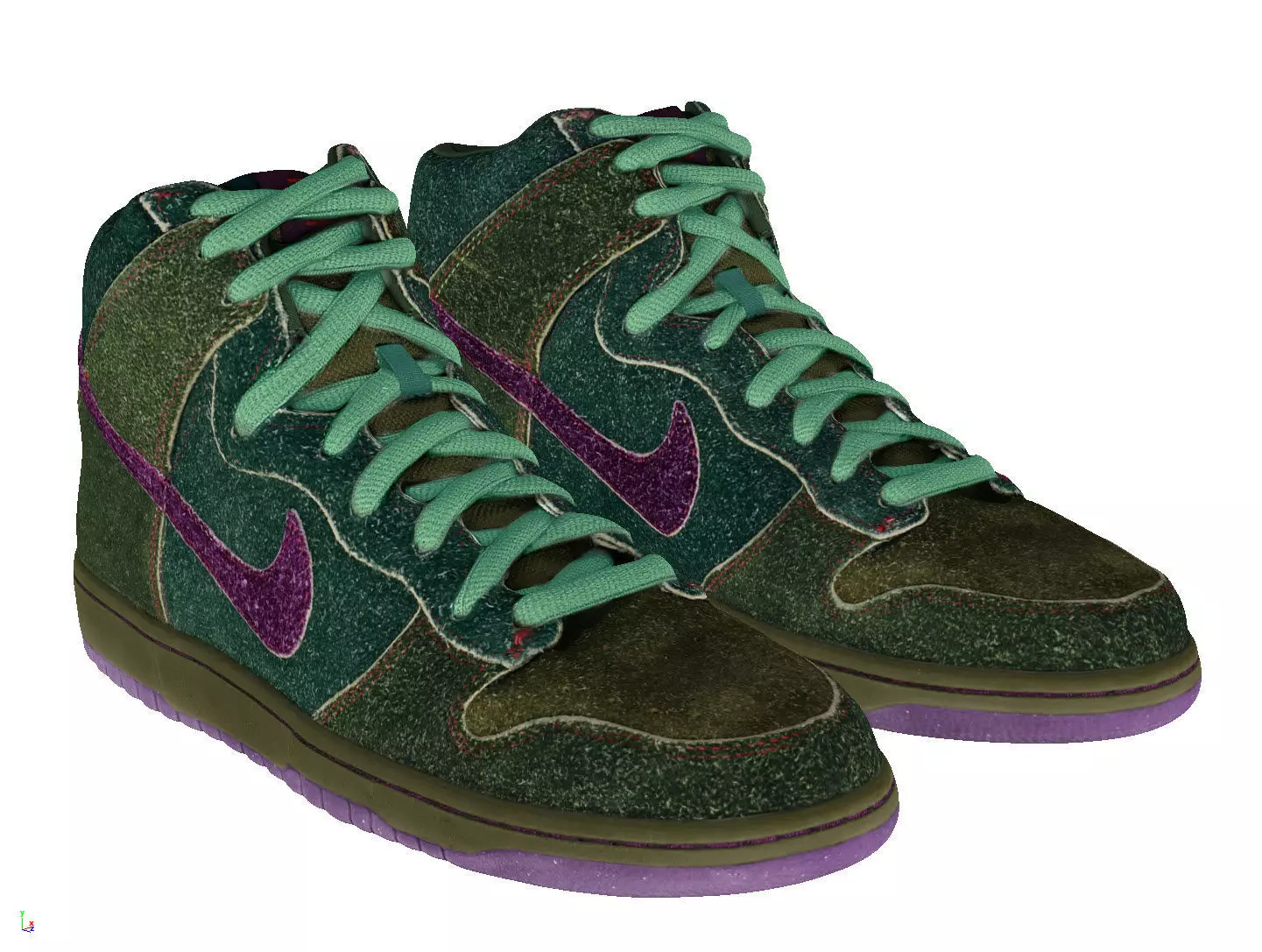 Nike SB Dunk High Skunk 420 Low-poly 3D model