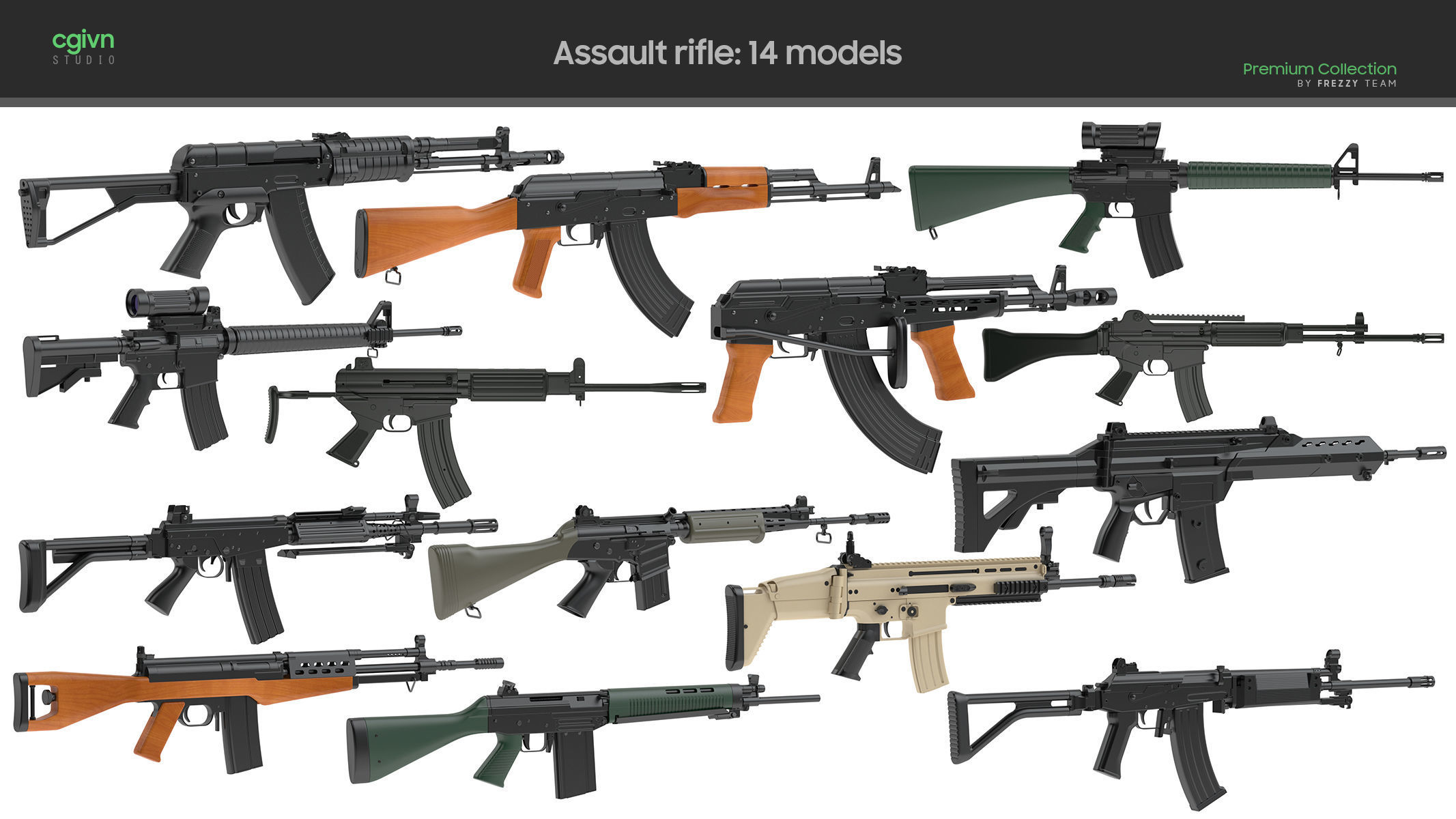 100 Firearms High-Poly Collection Vol 1 3D model_2