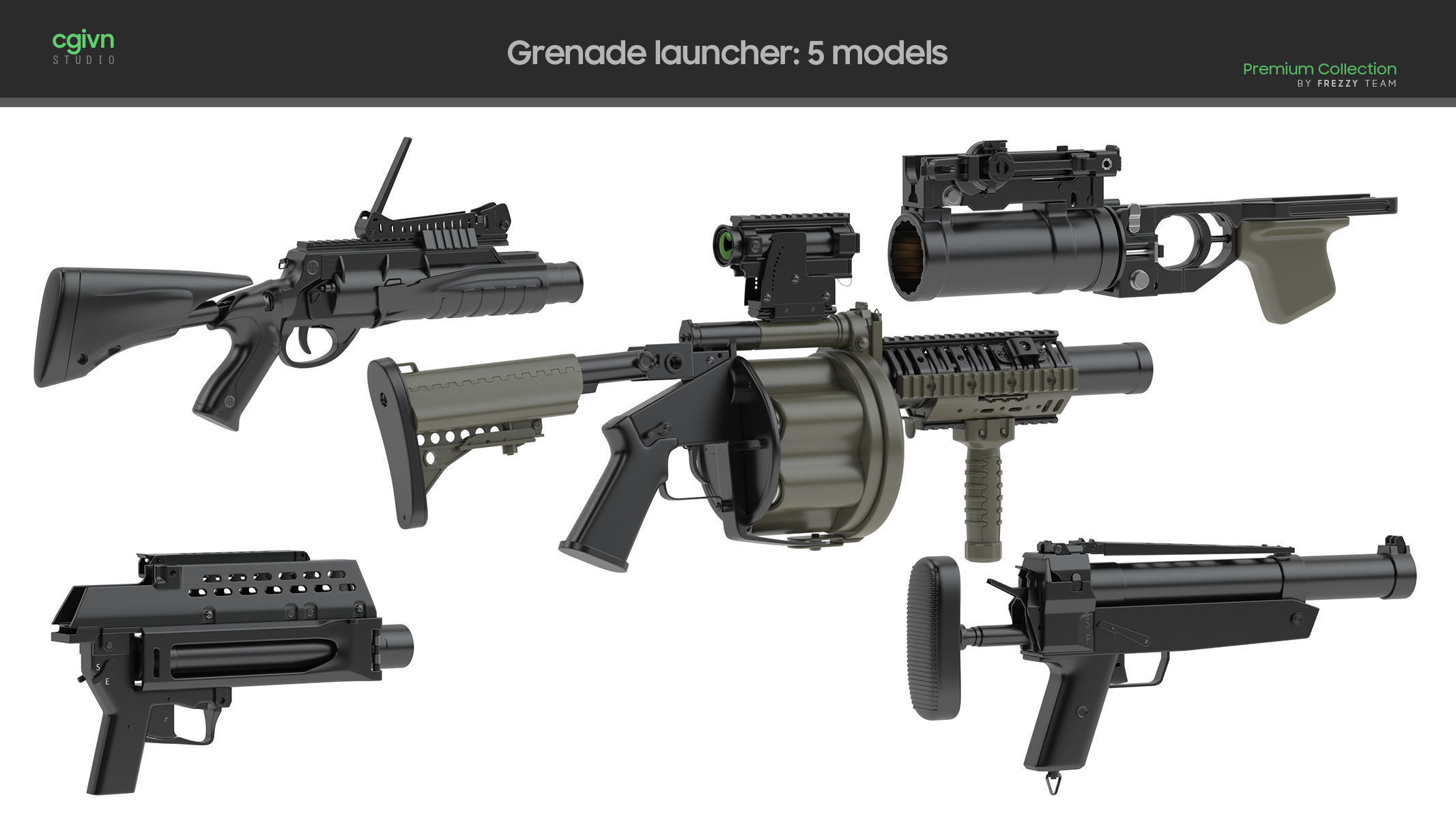 100 Firearms High-Poly Collection Vol 1 3D model_4