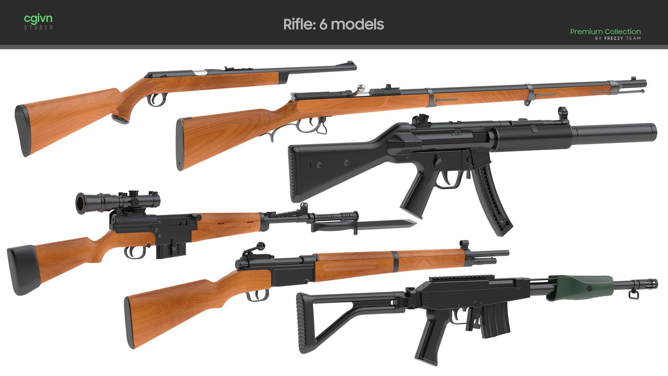 100 Firearms High-Poly Collection Vol 1 3D model_8