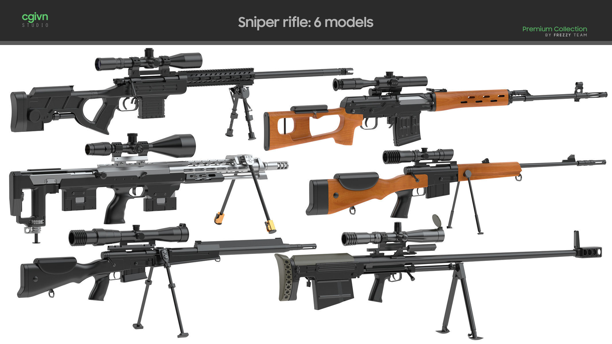 100 Firearms High-Poly Collection Vol 1 3D model_10