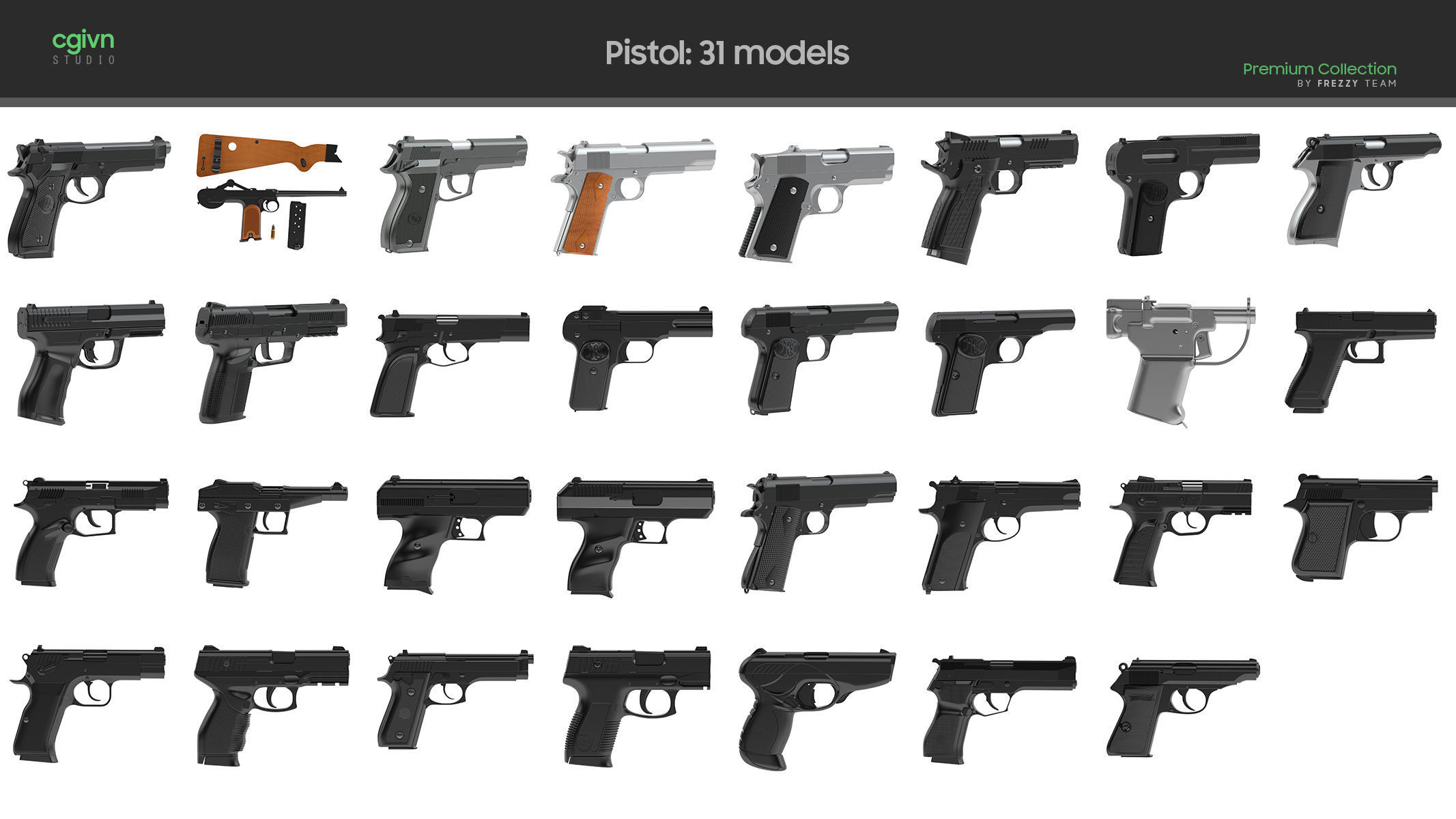 100 Firearms High-Poly Collection Vol 1 3D model_7