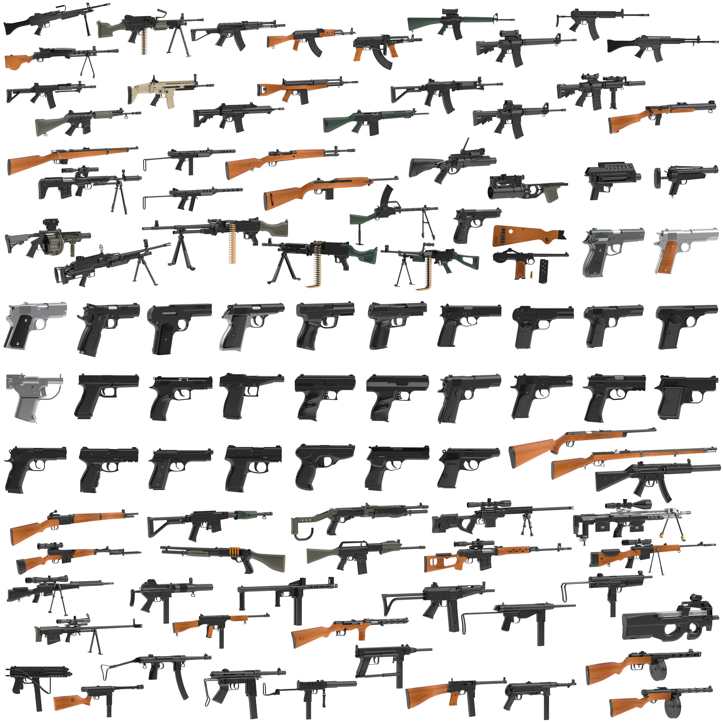 100 Firearms High-Poly Collection Vol 1 3D model_1