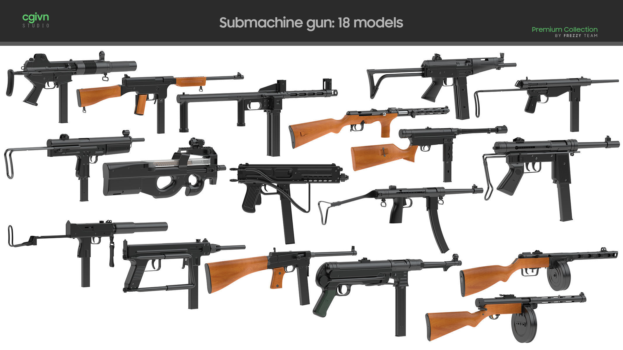 100 Firearms High-Poly Collection Vol 1 3D model_11