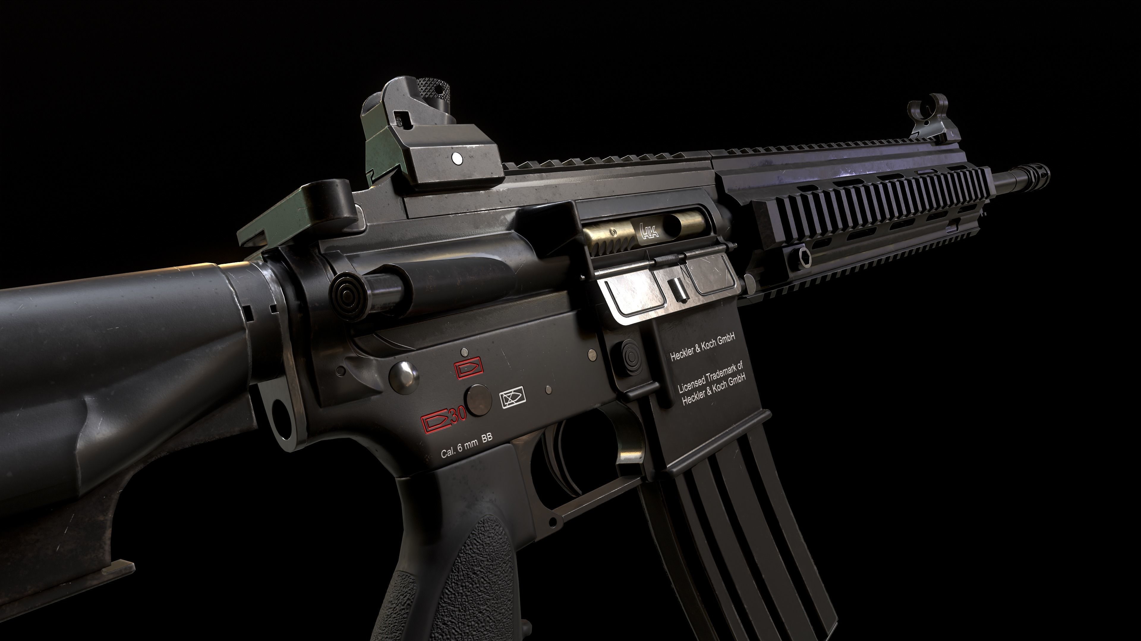 HK 416 Gun  Low-poly 3D model_10